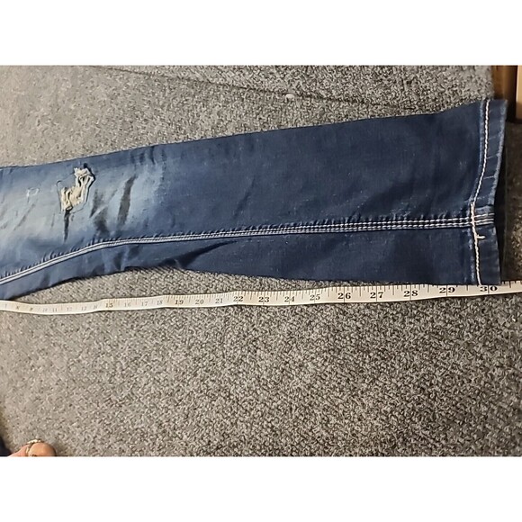 Maurices  Jeans Size 3/4 Junior Womens Small Stretch Distressed Patchwork - Picture 6 of 8